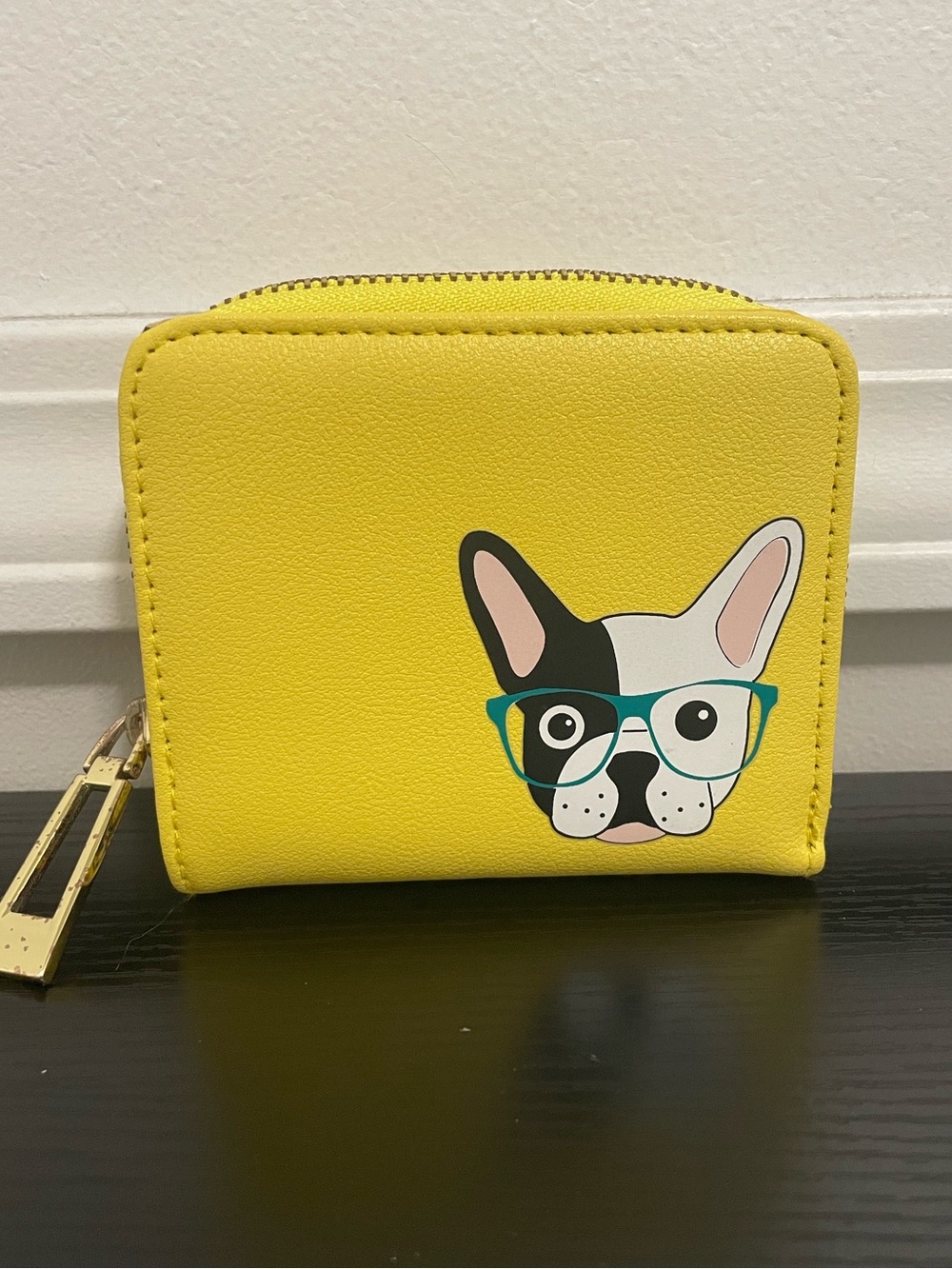 Marc Tetro Small Yellow Boston Terrier Zip Around Wallet